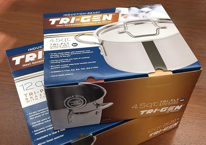 WINCO Tri-Ply Stock Pot, 8-quart, Silver