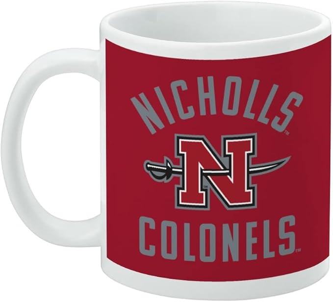 Nicholls State University Colonels Logo Ceramic Coffee Mug, Novelty Gift Mugs for Coffee, Tea and Hot Drinks, 11oz, White