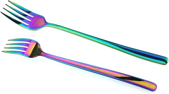 JASHII Mirror Polished Rainbow 30-Piece SUS304 Stainless Steel Flatware Set,Colorful Silverware Set Dinner Knife Fork Spoon Dessert Fork Salad Spoon Service for 6
