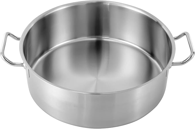 Stainless Steel Stock Pot - 11 Quart Stainless Steel Rondeau Pot w/Lid,Induction Cooking Pots,for Pasta, Soup, Spaghetti,for Canning, Boiling, Simmer, Silver