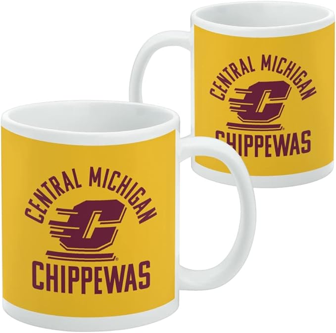 Central Michigan University Chippewas Ceramic Coffee Mug, Novelty Gift Mugs for Coffee, Tea and Hot Drinks, 11oz, White