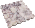 Square Marble Decorative Tray with Scalloped Edge, Luxury Natural Stone Bathroom Vanity Tray, Dresser Top Perfume Coffee Home Kitchen Sink Tray, Key Trinket Ring