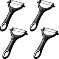 4 Pack Vegetable Potato Peeler for Kitchen,Ergonomic Soft-Touch Handle-Black (Black, 4 Pack)