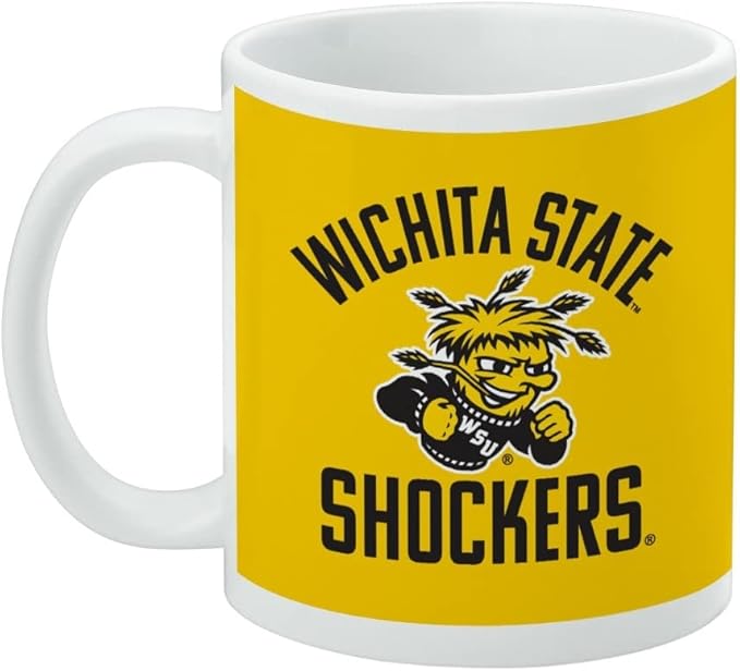 Wichita State Shocker Ceramic Coffee Mug, Novelty Gift Mugs for Coffee, Tea and Hot Drinks, 11oz, White