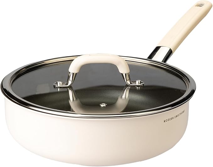 10 inch Titanium Ceramic Nonstick Frying Pan with Lid – Scratch Resistant Skillet, Induction & Gas Stove Compatible, PFOA-Free Cookware for Eggs and Steak