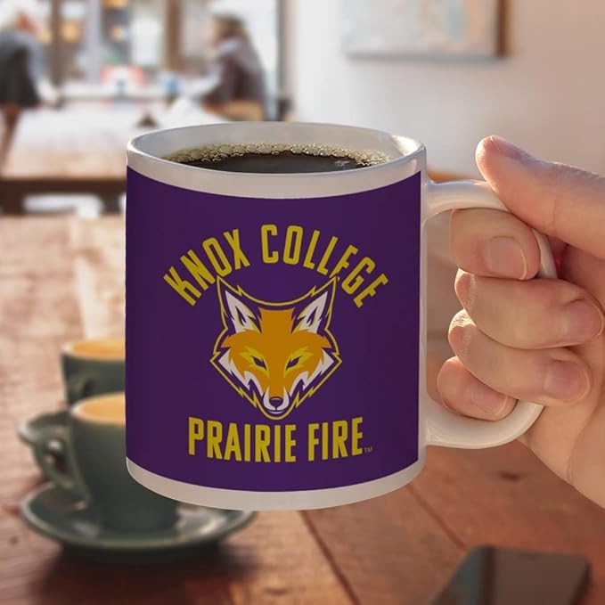 Knox College Prairie Fire Logo Ceramic Coffee Mug, Novelty Gift Mugs for Coffee, Tea and Hot Drinks, 11oz, White