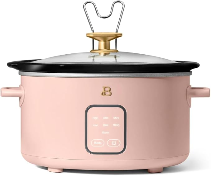 Beautiful 4-Quart Slow Cooker with Touch-Activated Display, Programmable Digital Controls, Removable Non-Stick Pot, Keep Warm Function, by Drew Barrymore (Rose)