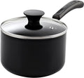 Cook N Home Nonstick Sauce Pan with Glass Lid 2-Qt, Multi-purpose Pot Saucepan Kitchenware, Black, Aluminum