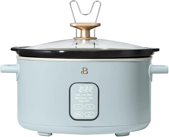 Beautiful 6 Qt Programmable Slow Cooker with Touch Control, Digital Timer and Keep Warm Function – Large Electric pot Capacity Kitchen Appliance by Drew-Barrymore (Hydrangea)