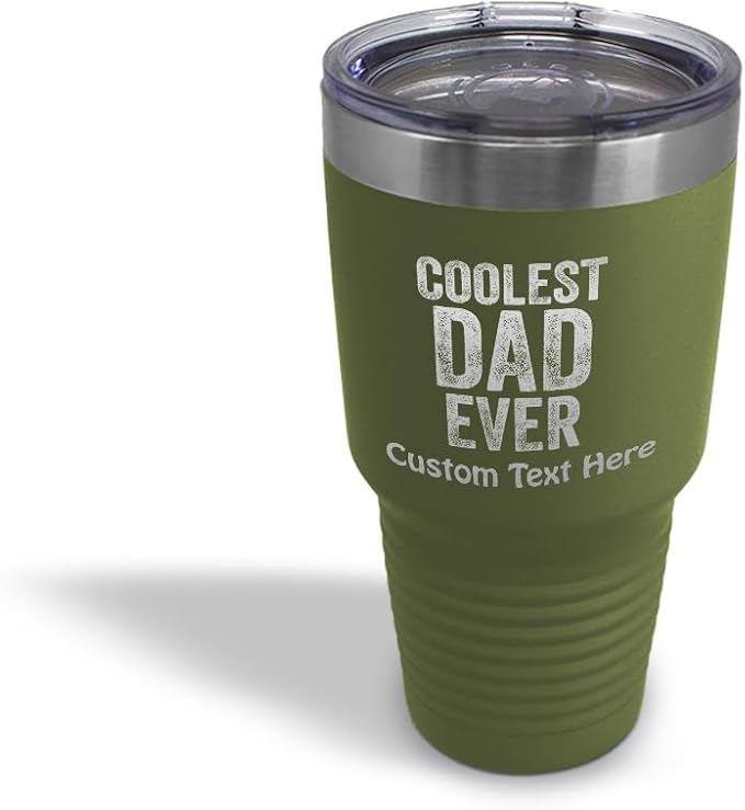 Tumblera Tumblers Travel Mugs Coolest Dad Ever C Family & Friends Dad Insulated Drinkware Personalized Tumbler Cups Coffee Tumbler Engraved Stainless-Steel 30 Oz Forest Green Personalized Text Here