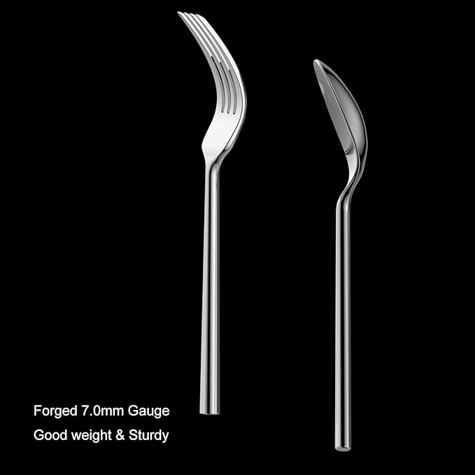 Alata Potter 65-Piece Forged Silverware Set, Service for 12 – Premium Stainless Steel Flatware Set, Modern Design with Satin Finish, Ideal for Home, Kitchen, Party, Camping