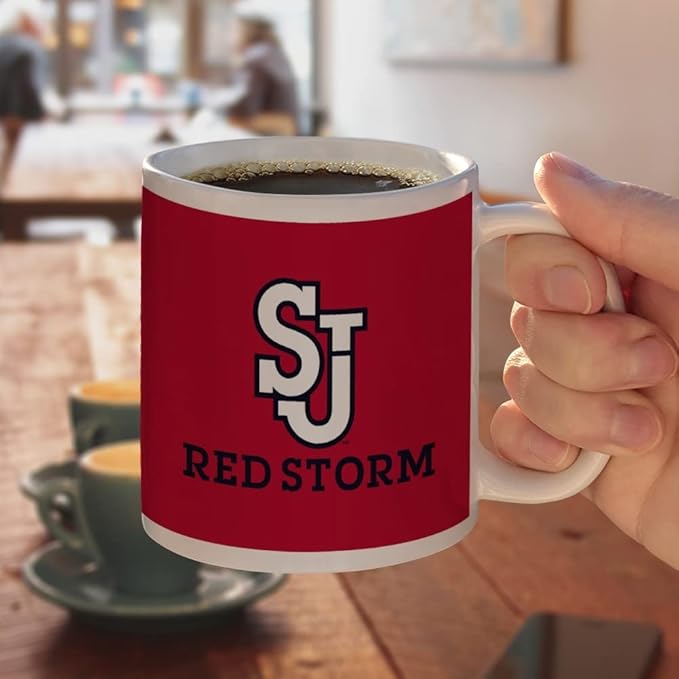 St. John's University Red Storm Logo Ceramic Coffee Mug, Novelty Gift Mugs for Coffee, Tea and Hot Drinks, 11oz, White