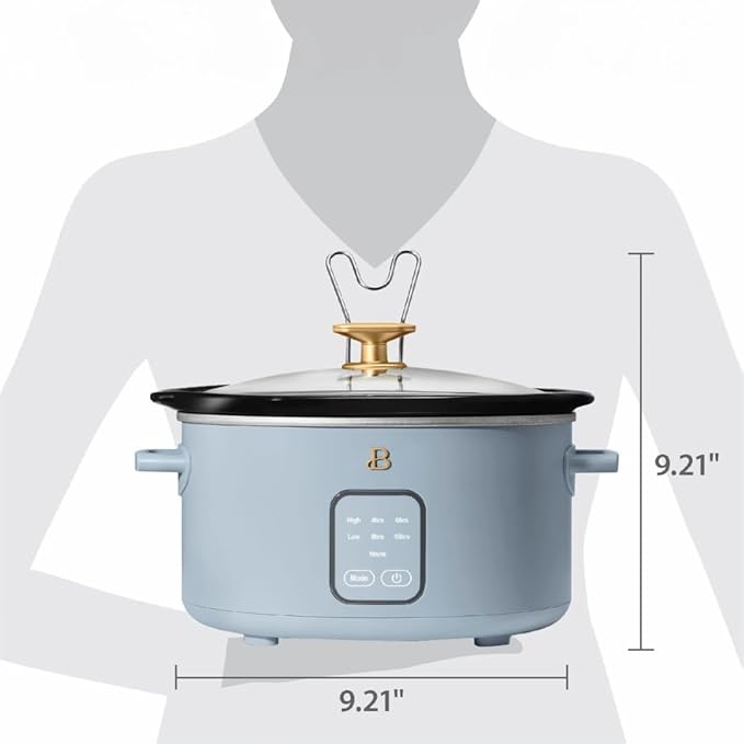 Beautiful 4-Quart Slow Cooker with Touch-Activated Display, Programmable Digital Controls, Removable Non-Stick Pot, Keep Warm Function, by Drew Barrymore (Cornflower Blue)