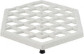 JOGREFUL Cast Iron Trivet Mats, Kitchen Pot Holders to Portect Table/Countertops, Heat Resistant Mats for Teapot/Hot Dishers/Plates, Vintage Mats with Weighted-Base, Hexagon White