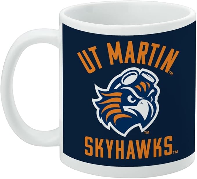 University of Tennessee Martin Skyhawks Logo Ceramic Coffee Mug, Novelty Gift Mugs for Coffee, Tea and Hot Drinks, 11oz, White