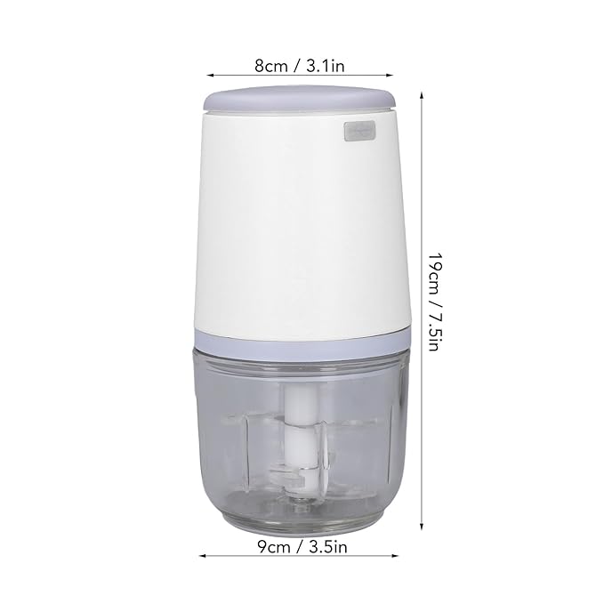 300ML Mini Food Processor, Cordless Electric Food Chopper for Vegetables Fruits Meat, Baby Food Preparer Includes Blade, Container and Charging Cable (Blanco)