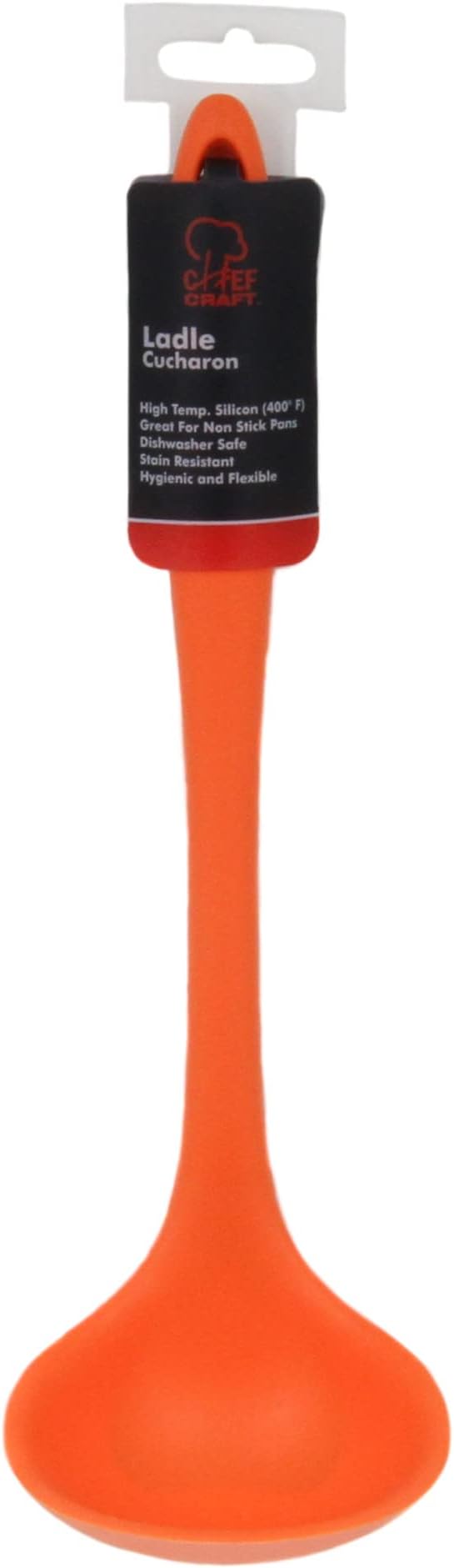 Chef Craft Premium Silicone Cooking Ladle, 11.25 inch, Orange