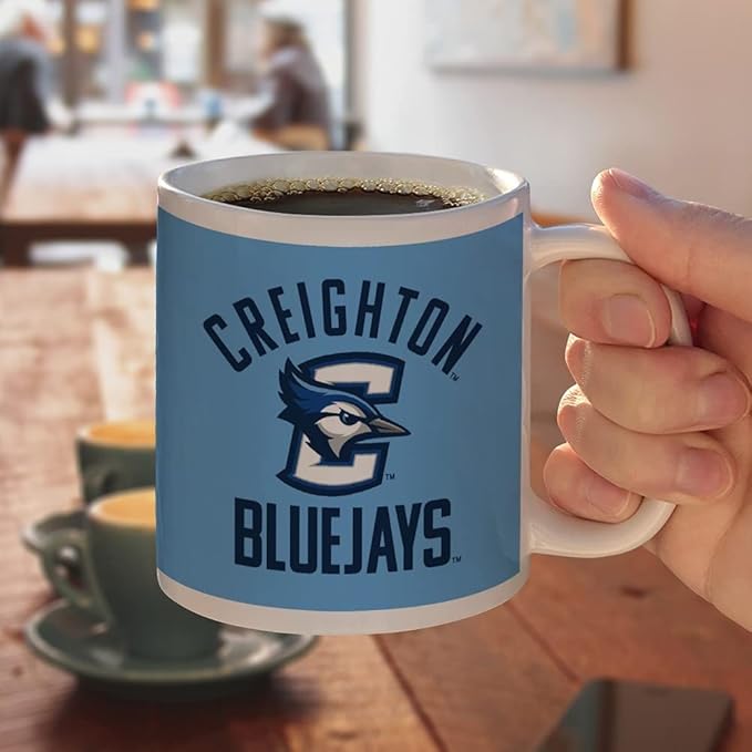 Creighton University Bluejays Ceramic Coffee Mug, Novelty Gift Mugs for Coffee, Tea and Hot Drinks, 11oz, White