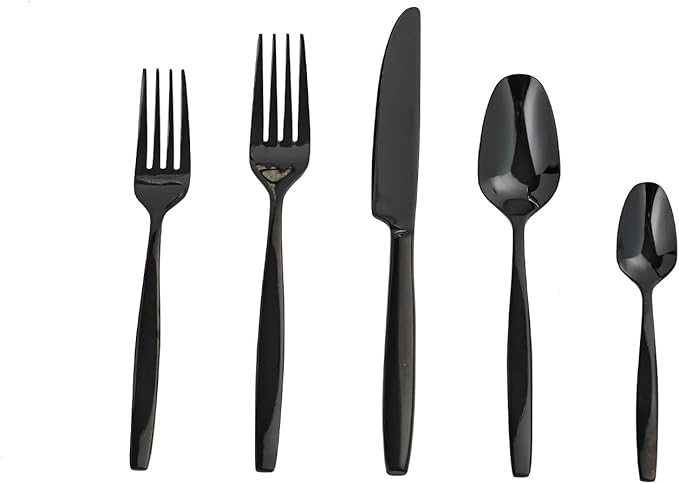 Black 30-Piece Silverware Set,Stainless Steel Flatware Utensils Cutlery Set for 6,Including Steak Knife Fork and Spoon,Dishwasher Safe,Modern Tableware for Home & Dining
