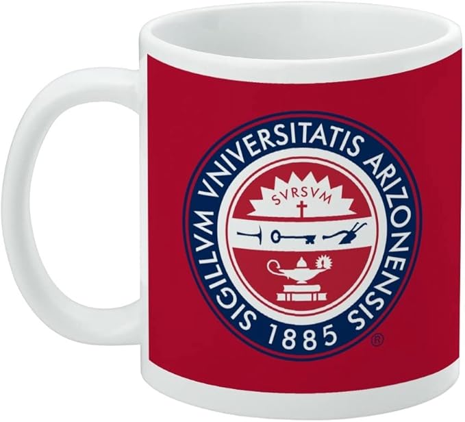 The University of Arizona Seal Ceramic Coffee Mug, Novelty Gift Mugs for Coffee, Tea and Hot Drinks, 11oz, White