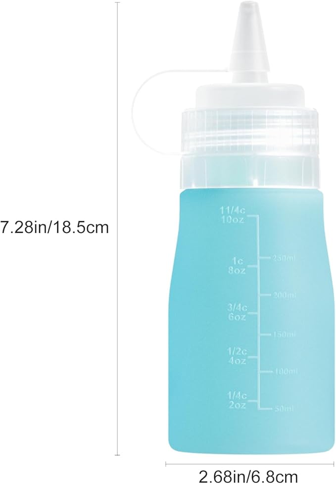 Condiment Squeeze Bottles, 12 oz Silicone Squeeze Bottles For Sauces, Leak Proof Condiment Containers with Extra Interchangeable lid, Easy Squeeze for Oil, Honey & Dressings, BPA FREE (4 Pack)