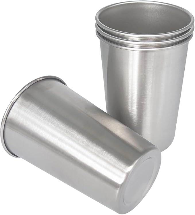 16OZ 4pack Stainless Steel Pint Cups Shatterproof Cup Unbreakable Tumblers -Metal Cups - Stackable Durable cup，Chilling Beer Glasses, for Travel, Outdoor, Camping, Everyday，Restaurant