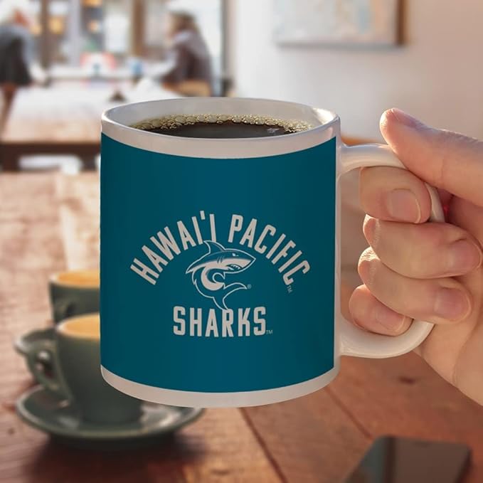 Hawaii Pacific University Shark Logo Ceramic Coffee Mug, Novelty Gift Mugs for Coffee, Tea and Hot Drinks, 11oz, White