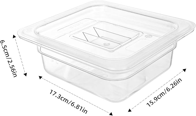 6 Pack 1/6 Size Food Pan with Lids,Stackable Freezer-Safe Meal Prep Containers for homes schools restaurants hotels -40°F to 212°F (1/6 size 2.5 inch deep, 1.1L/1.1QT)