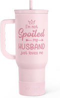 Gift for Wife from Husband, Funny Insulated Stainless Steel Tumbler 40oz with Handle and Straw - Travel Coffee Mug Gift for Wifey on Wedding Anniversary Christmas Birthday Valentine