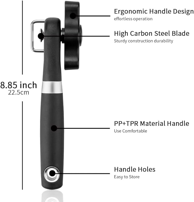 Smooth Edge Safety Cutter Manual Can Opener with Commercial Comfortable Crank Handle Heavy Duty Can Opener-Easy to Use (Side Cut Can Opener(Black))
