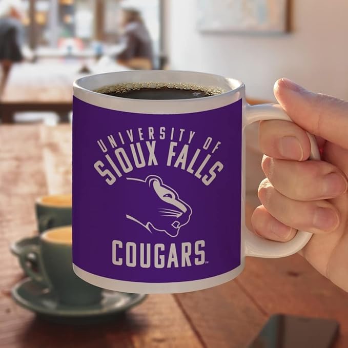University of Sioux Falls Cougars Logo Ceramic Coffee Mug, Novelty Gift Mugs for Coffee, Tea and Hot Drinks, 11oz, White