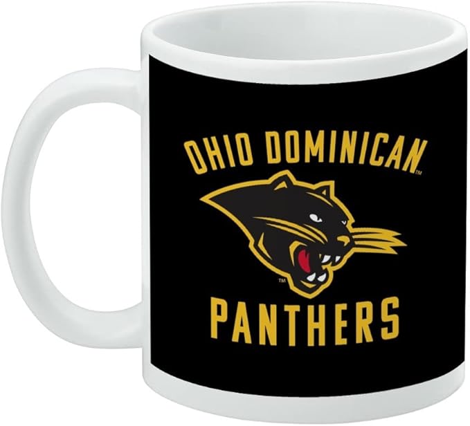 Ohio Dominican University Panthers Logo Ceramic Coffee Mug, Novelty Gift Mugs for Coffee, Tea and Hot Drinks, 11oz, White