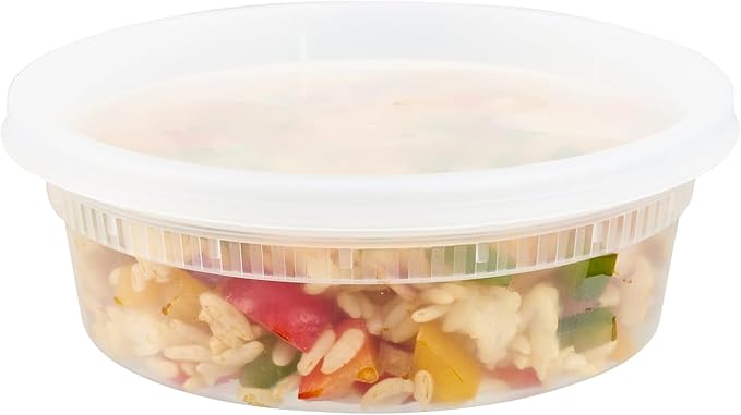 Restaurantware-Asporto 8 Ounce Deli Containers With Lids, 100 Microwavable Round Soup Containers - Clear Plastic Lids Included, Do Not Contain BPA, Clear Plastic Soup Containers, Disposable