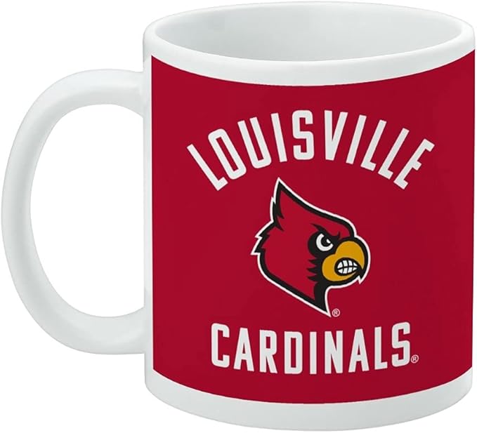 University of Louisville Cardinals Ceramic Coffee Mug, Novelty Gift Mugs for Coffee, Tea and Hot Drinks, 11oz, White