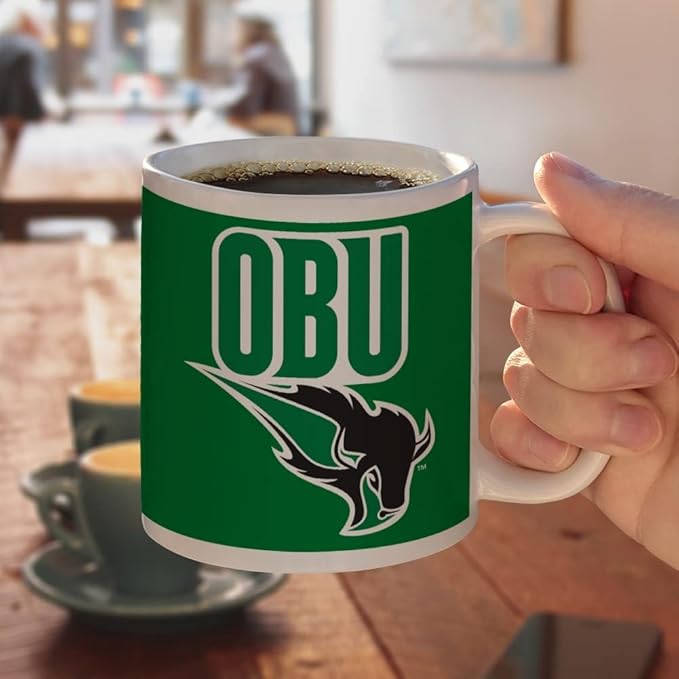 Oklahoma Baptist University Bison Logo Ceramic Coffee Mug, Novelty Gift Mugs for Coffee, Tea and Hot Drinks, 11oz, White