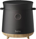 Banu Mini Low Carb Rice Cooker Japanese Low Carb Rice Cooker 3 Cups (white rice), 1 Cup (Low carb rice) Uncooked with Stainless Steel Steamer, Rice Maker Low Sugar Rice Function, 24H Delay Timer & Auto Keep Reduce One-Touch Cooking - Black
