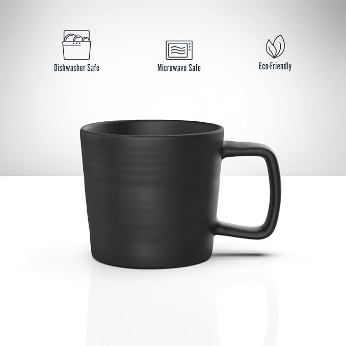 Francois et Mimi Pour Over Drip Coffee Maker Gift Set with Two Coffee Mugs, Non-Electric Pour Over Coffee Dripper, Easy Manual Brew Maker, Dishwasher and Microwave Safe, Filters not included (Black)