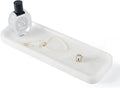 Koville Marble Tray for Bathroom Sink, 12"x4" Natural Stone Vanity Tray for Kitchen Dresser Countertop, Rectangular Decorative Marble Tray for Jewelry Perfume Trinket(White)