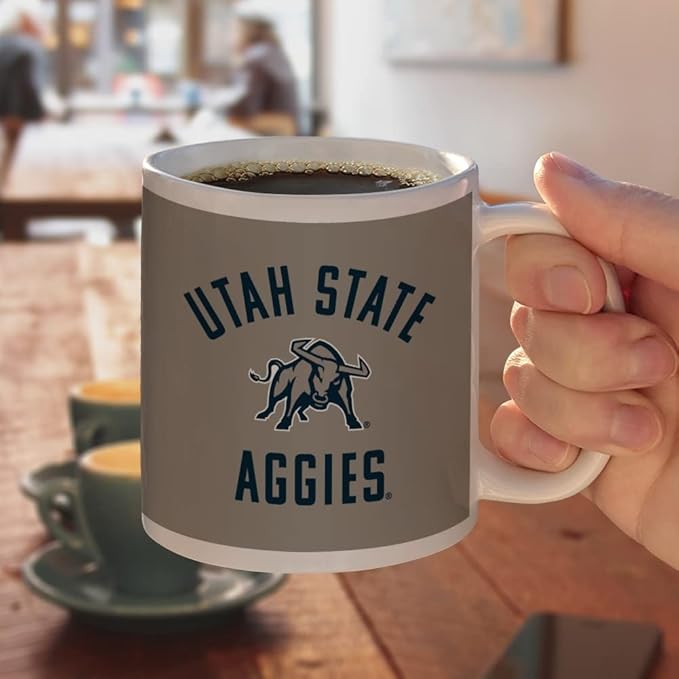 Utah State University Aggies Logo Ceramic Coffee Mug, Novelty Gift Mugs for Coffee, Tea and Hot Drinks, 11oz, White