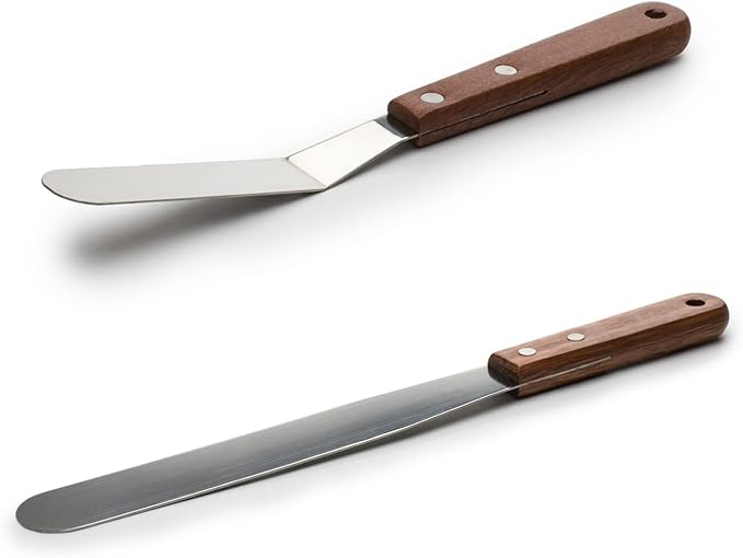 Fox Run Icing Spatula Set, 8" Offset and 13" Flat Decorating Spatulas, Stainless Steel