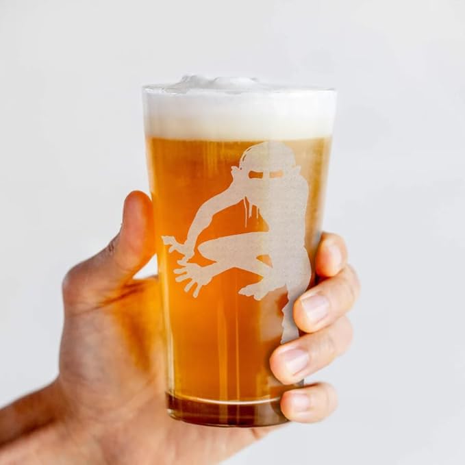 GOLLUM SMEAGOL Engraved 16oz Pint Glass | Inspired by Tolkien Power Ring and Middle Earth | Great Christmas Gift Idea | Unique Elvish Fantasy Wizard Fantasy Decor!