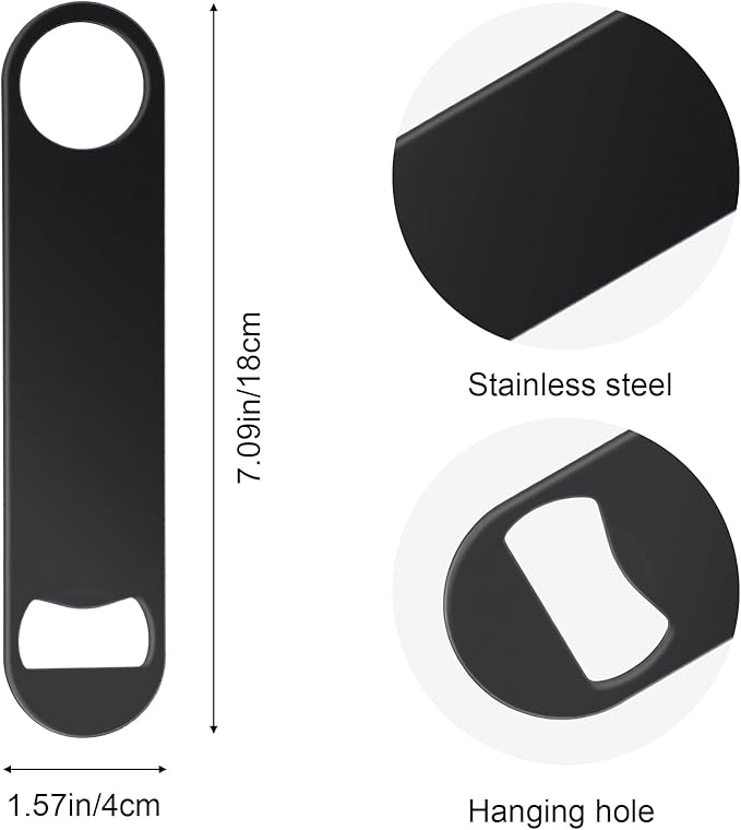 20 Pcs Flat Bottle Openers 7 Inch Stainless Steel Beer Bottle Openers Bulk, Black Speed Opener Beer Bottles Opener Bartender for Kitchen Bar Restaurant Party Supplies