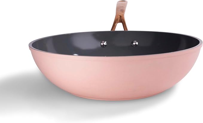frök All-In-One Platinum Non-Stick Fry Pan Meets Wok with Lid, 11-Inch, Blush & Rose Gold