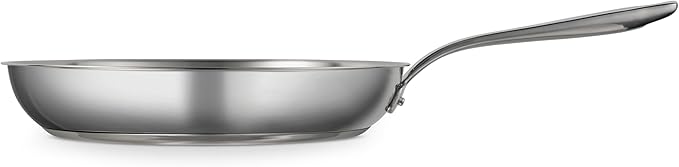 Tramontina Tempo Tri-Ply Base Stainless Steel 12-Inch Large Frying Pan, Induction-Ready Skillet, Oven-Safe, Dishwasher-Safe