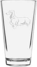 Dachshund Dog Themed Etched All Purpose 16oz Pint Glass