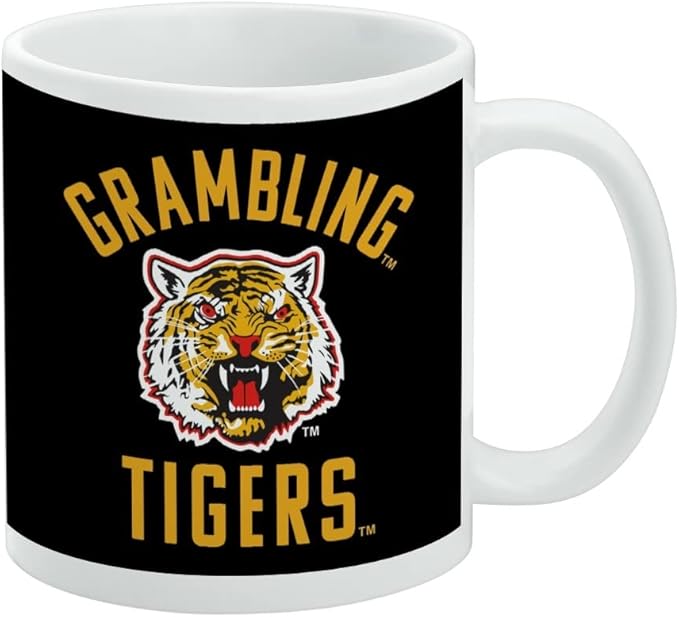 Grambling State University Tigers Logo Ceramic Coffee Mug, Novelty Gift Mugs for Coffee, Tea and Hot Drinks, 11oz, White