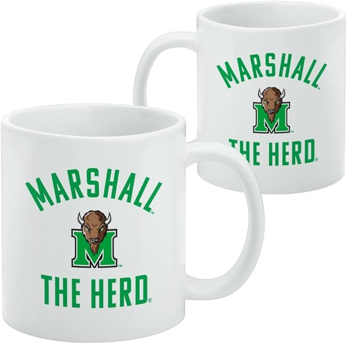 Marshall Bison Ceramic Coffee Mug, Novelty Gift Mugs for Coffee, Tea and Hot Drinks, 11oz, White