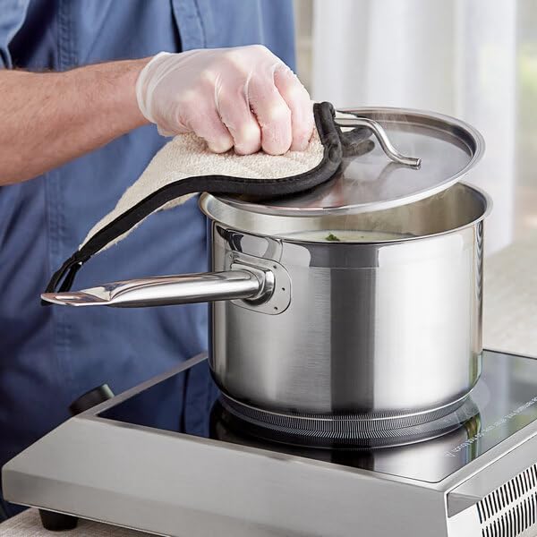 SS1 Series 4 Qt. Stainless Steel Sauce Pan with Aluminum-Clad Bottom, NSF Listed, Induction Ready, Dishwasher Safe, Silver, Round Shape with Cover, 5.25 Inch Height