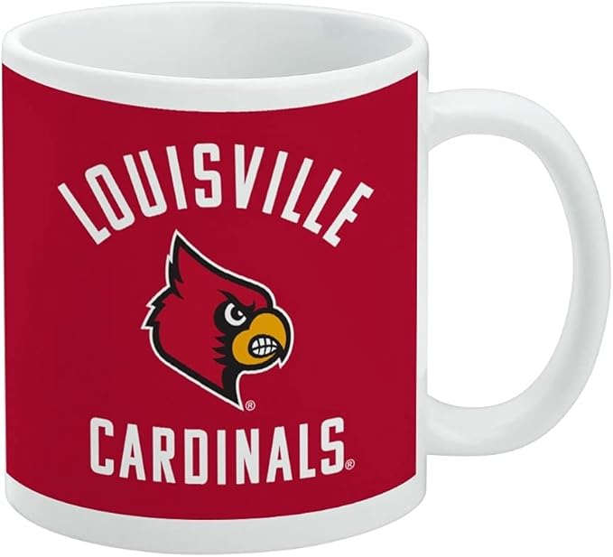 University of Louisville Cardinals Ceramic Coffee Mug, Novelty Gift Mugs for Coffee, Tea and Hot Drinks, 11oz, White
