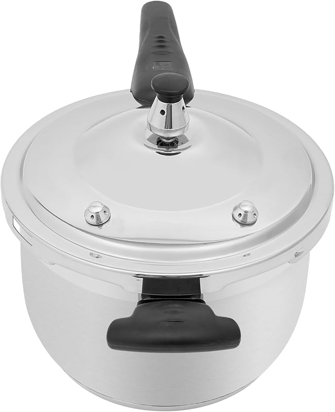 5 L/5.28 Qt Pressure Cooker,80Kpa High Pressure Stovetop Cooker with 3-Layer Composite Bottom, 304 Stainless Steel Pressure Canner with Double Valves for Commercial & Home Use